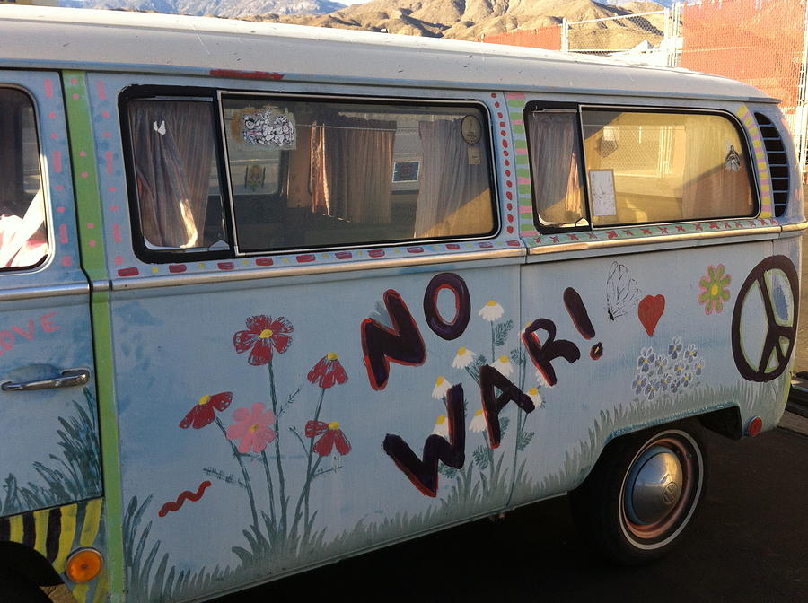 Hippie Van Painting - No War by Gerry High