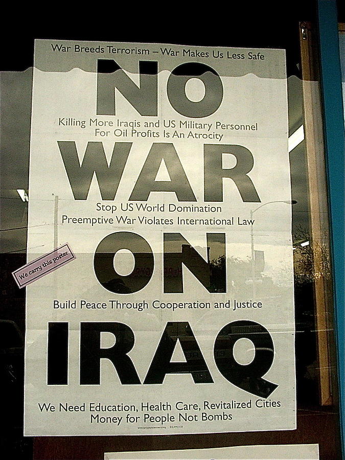 No War on iraq poster for sale 4th avenue book store Tucson Arizona 2000 Photograph by David Lee Guss