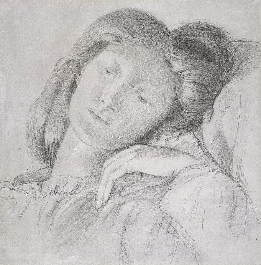 Elizabeth Siddal, Circa 1860 Drawing by Dante Gabriel Charles Rossetti
