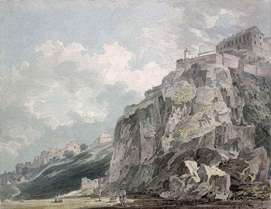 Landscape Drawing - No.1187 The Castle Rock, Edinburgh by Thomas Girtin