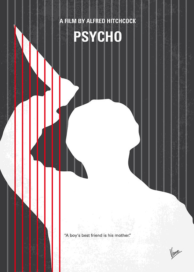 No185 My Psycho Minimal Movie Poster Digital Art by 