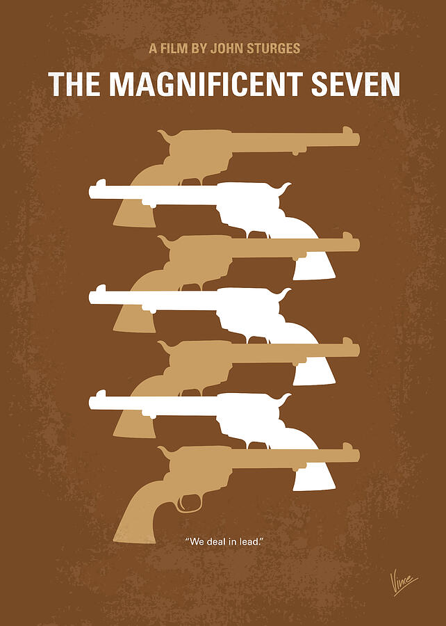 Hollywood Digital Art - No197 My The Magnificent Seven minimal movie poster by Chungkong Art