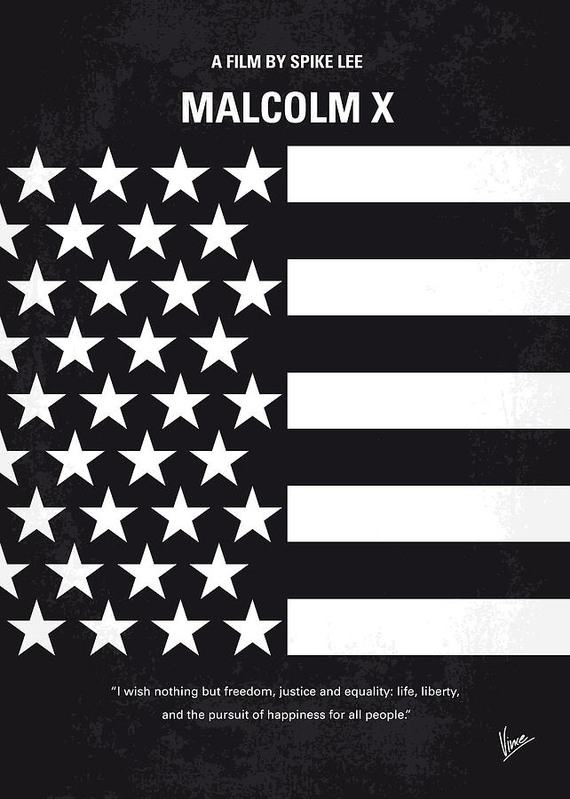 Denzel Washington Digital Art - No250 My MALCOLM X minimal movie poster by Chungkong Art