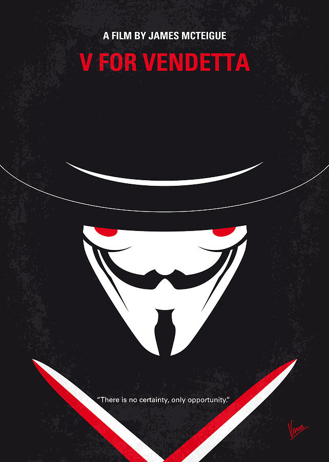 Hollywood Digital Art - No319 My V for Vendetta minimal movie poster by Chungkong Art