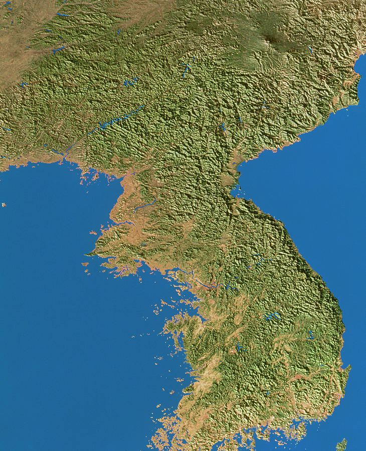 Noaa Satellite Mosaic Of Korea (1km Resolution) Photograph by Copyright ...