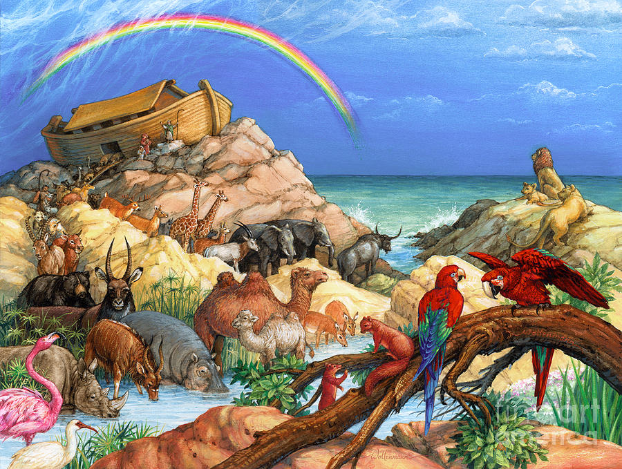 Noah and the Ark Painting by Randy Wollenmann