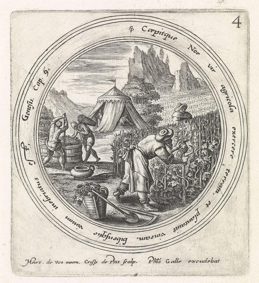 Noah In A Vineyard, Crispijn Van De Passe Drawing by Quint Lox - Fine ...