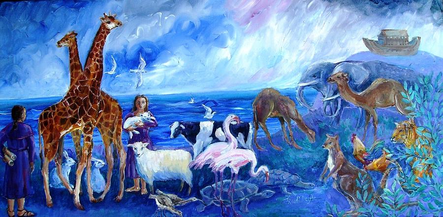 Animal Painting - Noahs Ark - After the Flood  by Trudi Doyle