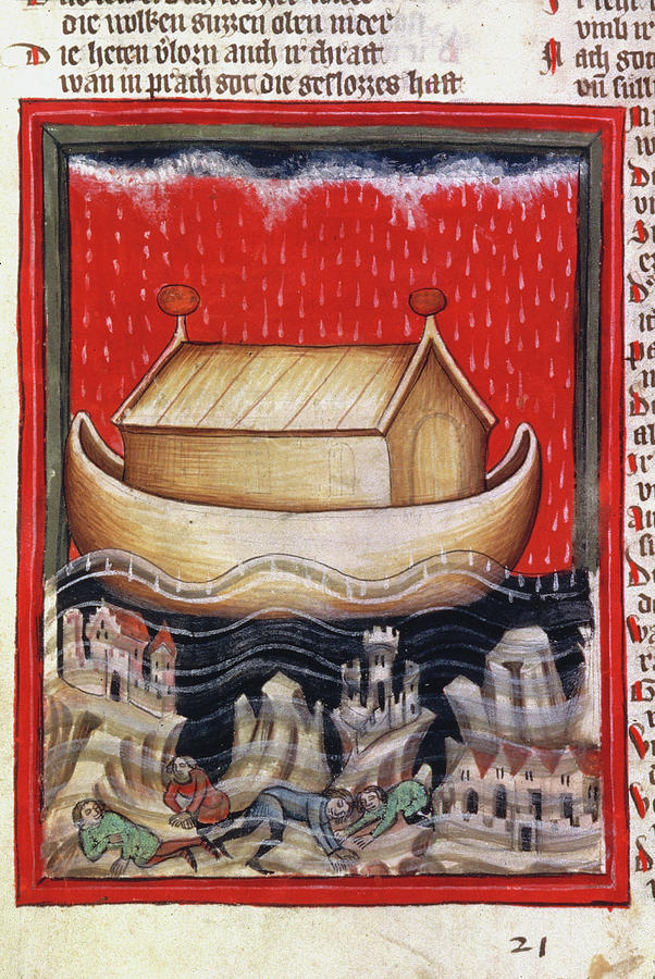 Genesis Painting - Noahs Ark And The Flood German Ms by Granger