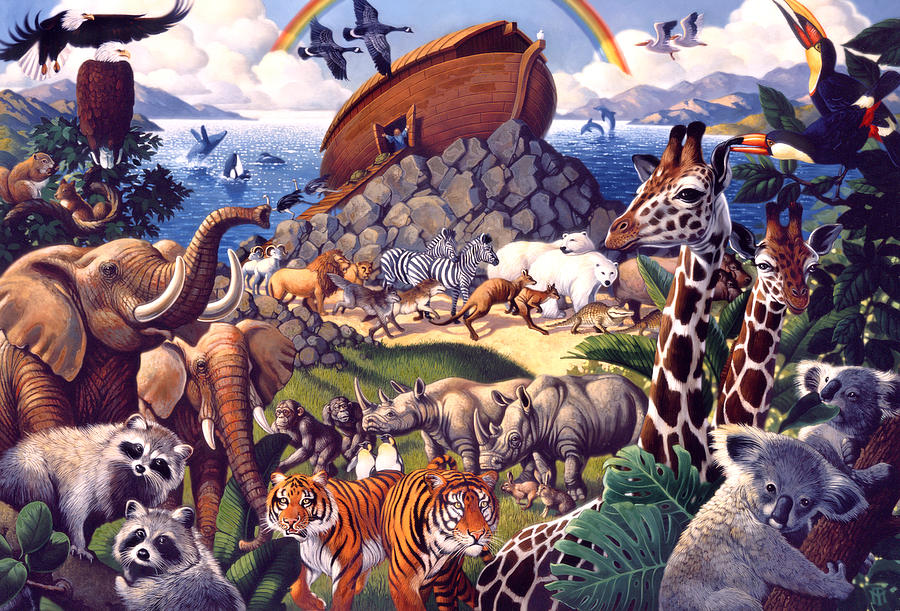 Biblical Painting - Noahs Ark by Mia Tavonatti