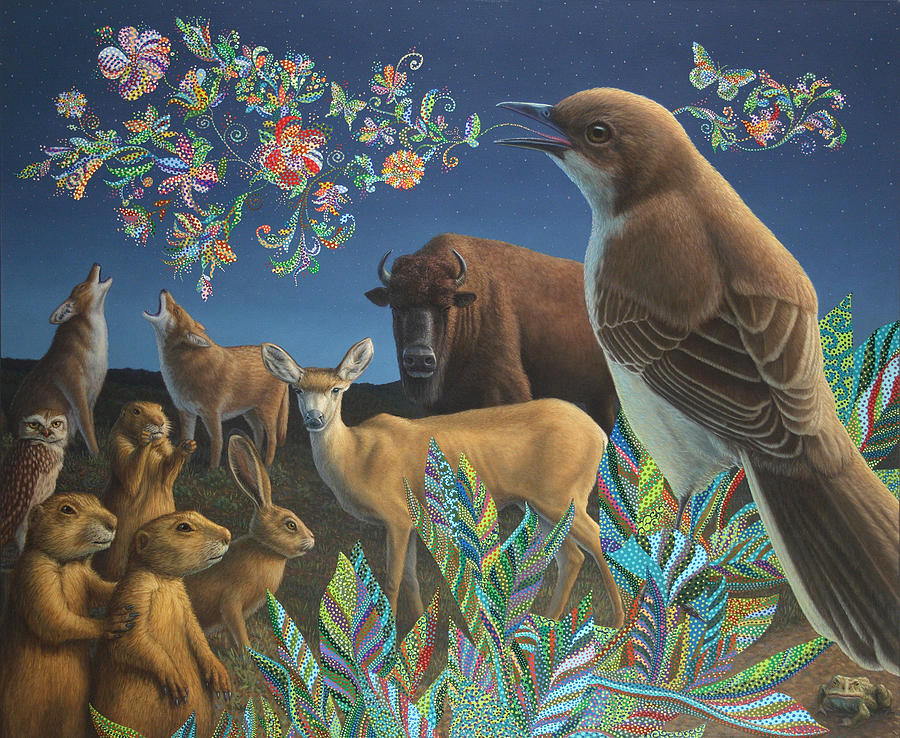Mockingbird Painting - Nocturnal Cantata by James W Johnson