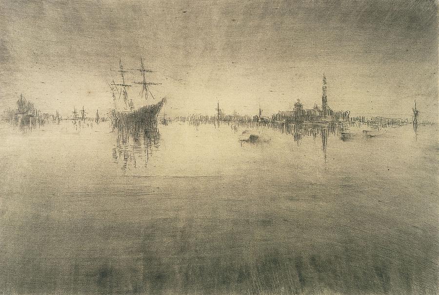 James Abbott Mcneill Whistler Drawing - Nocturne by James McNeill Whistler