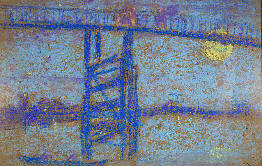 Nocturne. Battersea Bridge Drawing by James Abbott McNeill Whistler