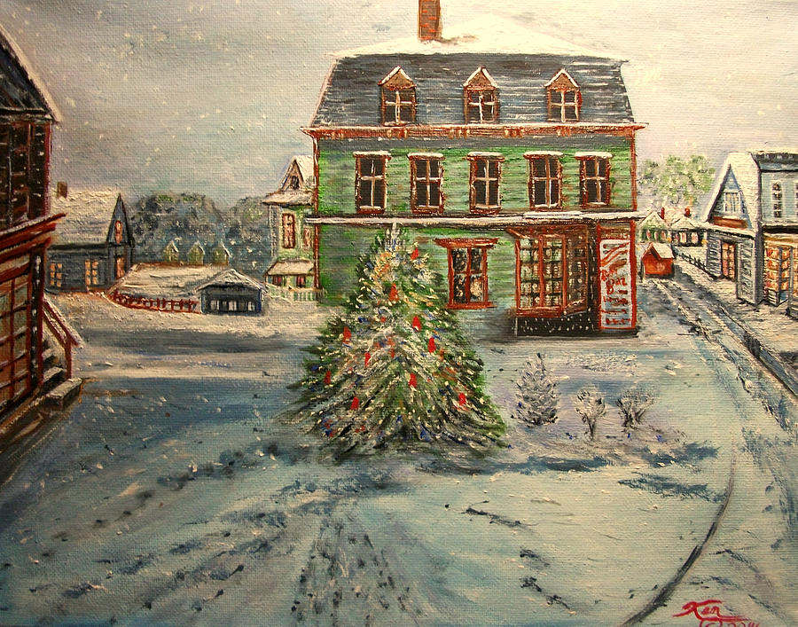 Winter Painting - Noel in Dock Square by Kenneth LePoidevin Winter Painting - Noel in Dock Square by Kenneth LePoidevin