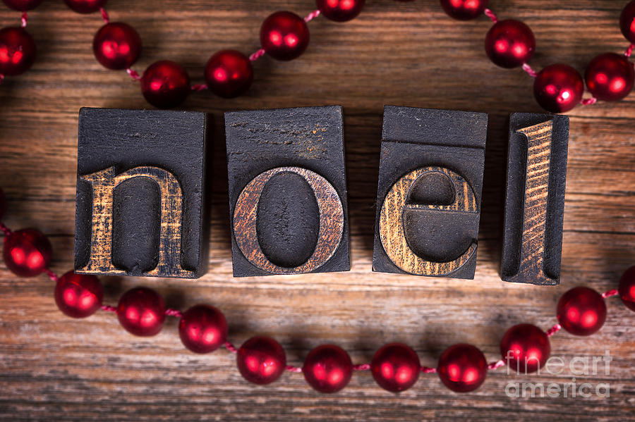 Christmas Photograph - Noel printer blocks by Jane Rix