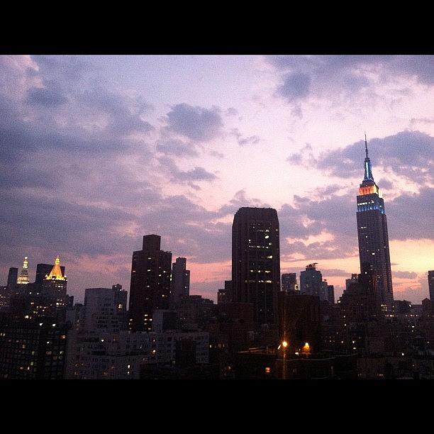 Sunset Photograph - #nofilter #nyc #empirestate #sunset by Matthew Tarro