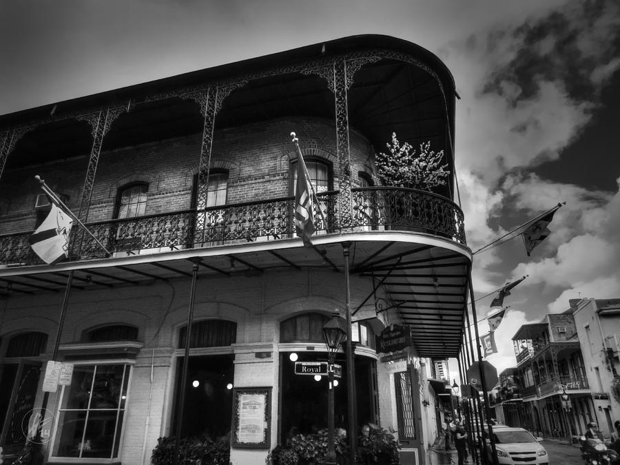 New Orleans Saints Photograph - NOLA - French Quarter 005 BW by Lance Vaughn