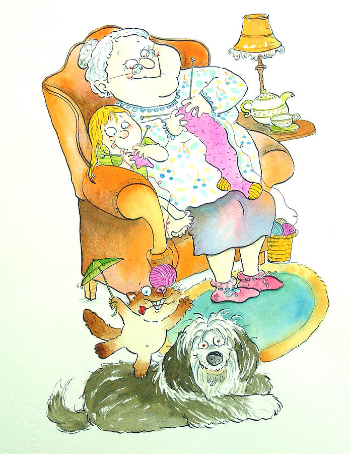 Dog Photograph - Nona Grandma Pen & Ink And Wc On Paper by Maylee Christie