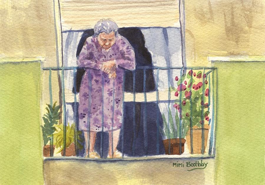 Nonna on the third floor Painting by Mimi Boothby