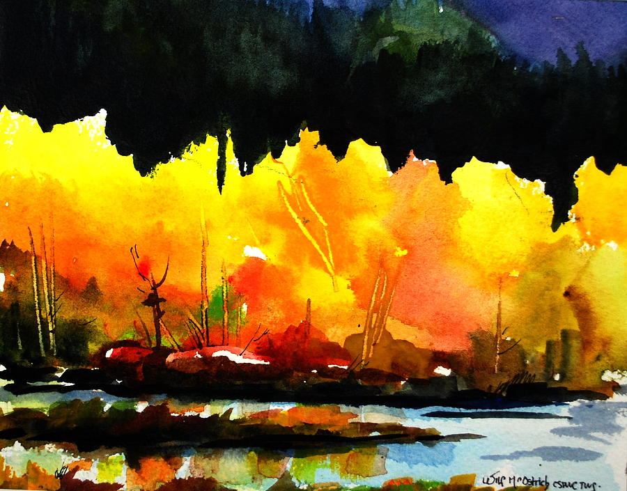 Nooksack River in Fall Painting by Wilfred McOstrich