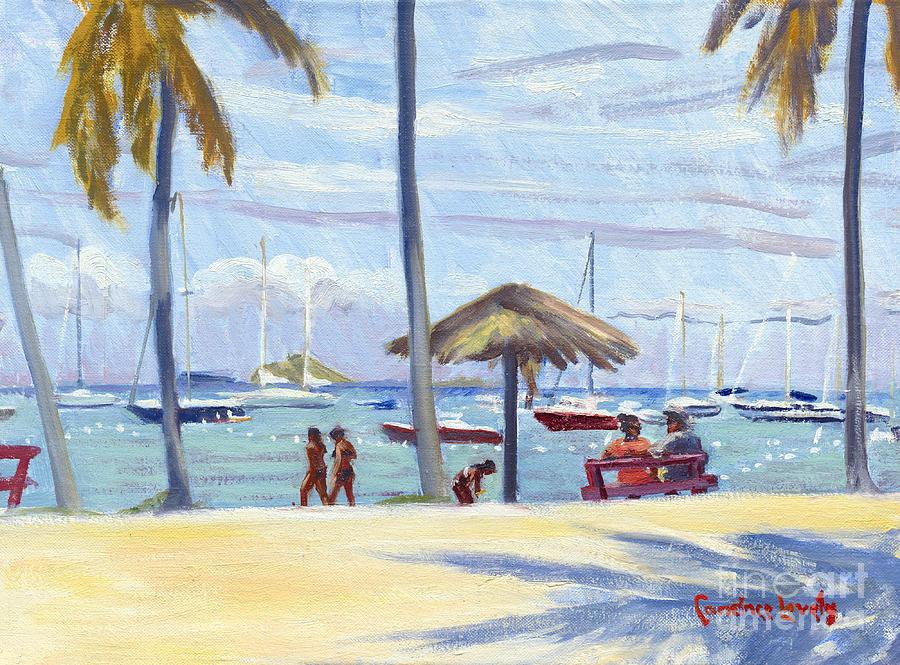 Noon on Honeymoon Beach Painting by Candace Lovely