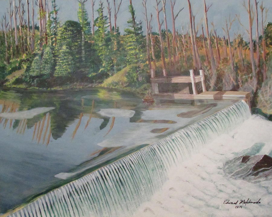 Nora Mill Waterfall Painting by Edward Maldonado