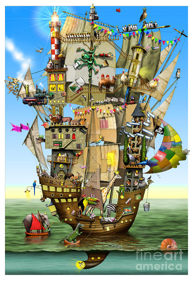 Boat Digital Art - Norahs Ark by MGL Meiklejohn Graphics Licensing