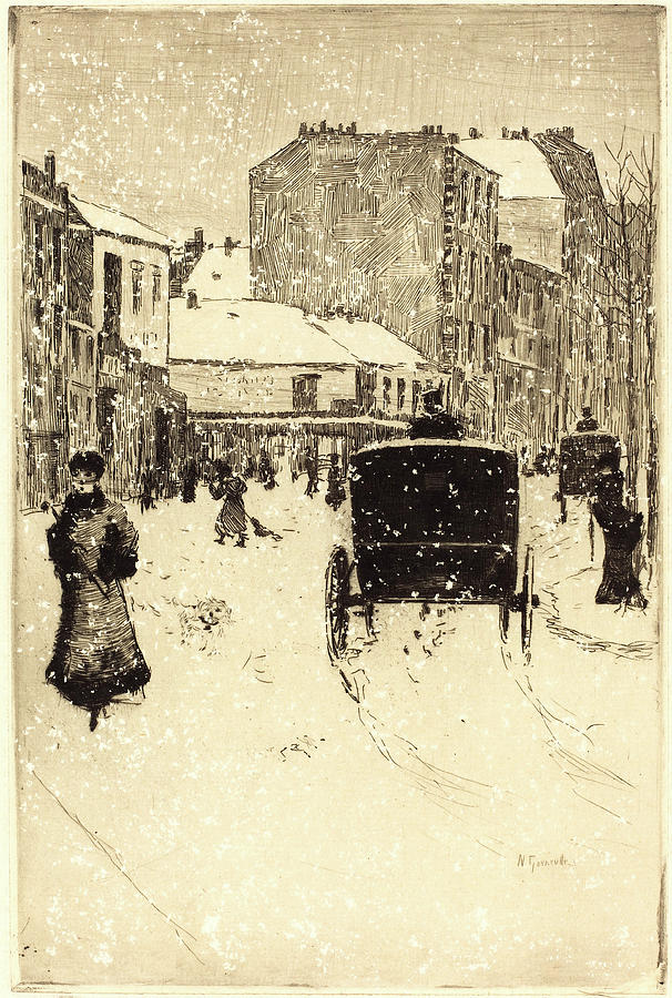 Norbert Drawing - Norbert Goeneutte, French 1854-1894, Boulevard Clichy by Litz Collection