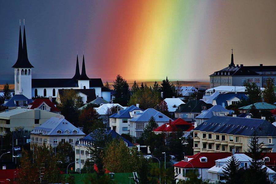 Fall Photograph - Nordic Church Rainbow by David Broome