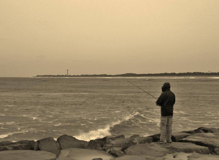 Noreaster Fishing Photograph by Ed Sweeney