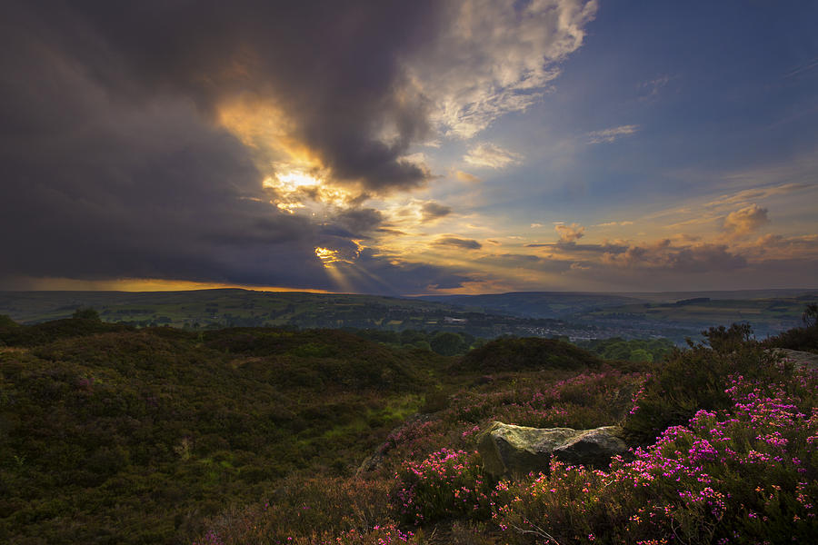 Sunset Photograph - Norland moor sunset by Chris Smith
