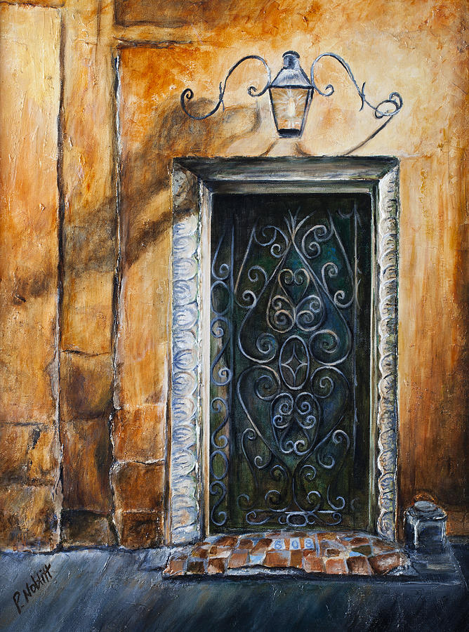 New Orleans Painting - NOrleans Iron-Scroll Door  by Paula Noblitt