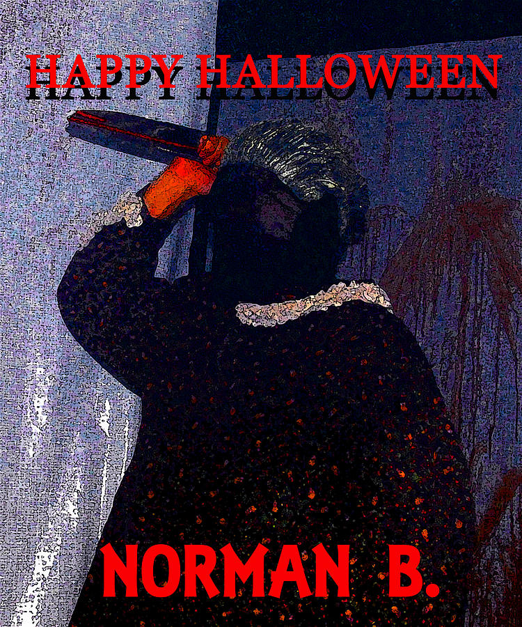 Psycho Movie Painting - Norman B Halloween card by David Lee Thompson