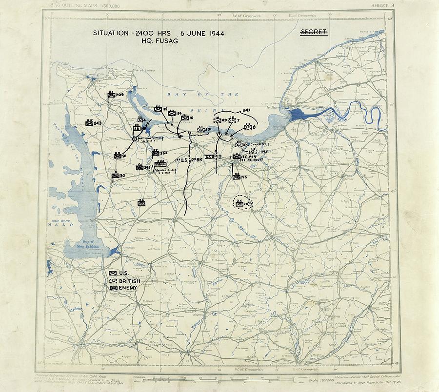 Normandy Campaign Map Photograph by Library Of Congress, Geography And Map Division