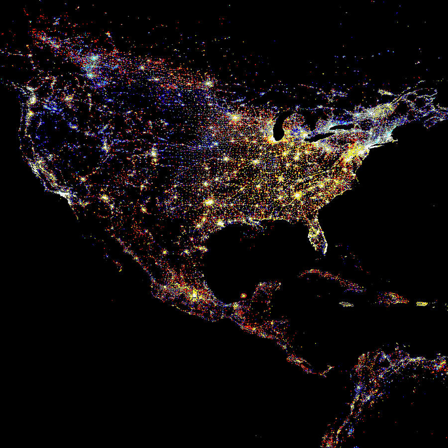 North America At Night Photograph by Noaa/science Photo Library