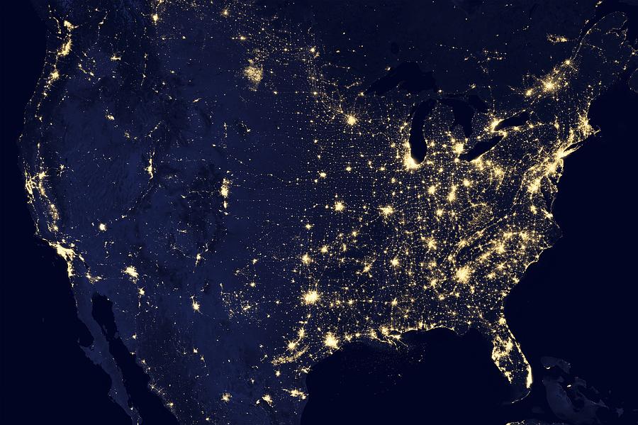 North America at night, satellite image Photograph by Science Photo Library