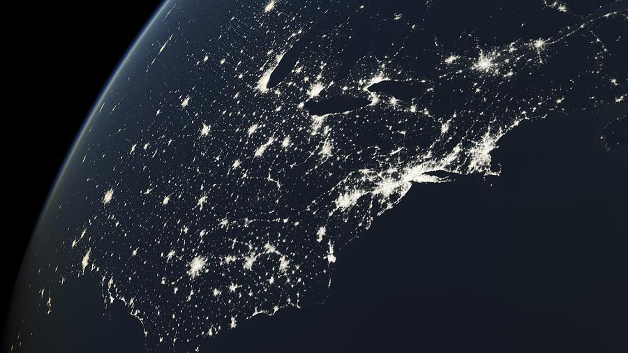 North America Eastern Seaboard At Night Photograph By Science Photo Library