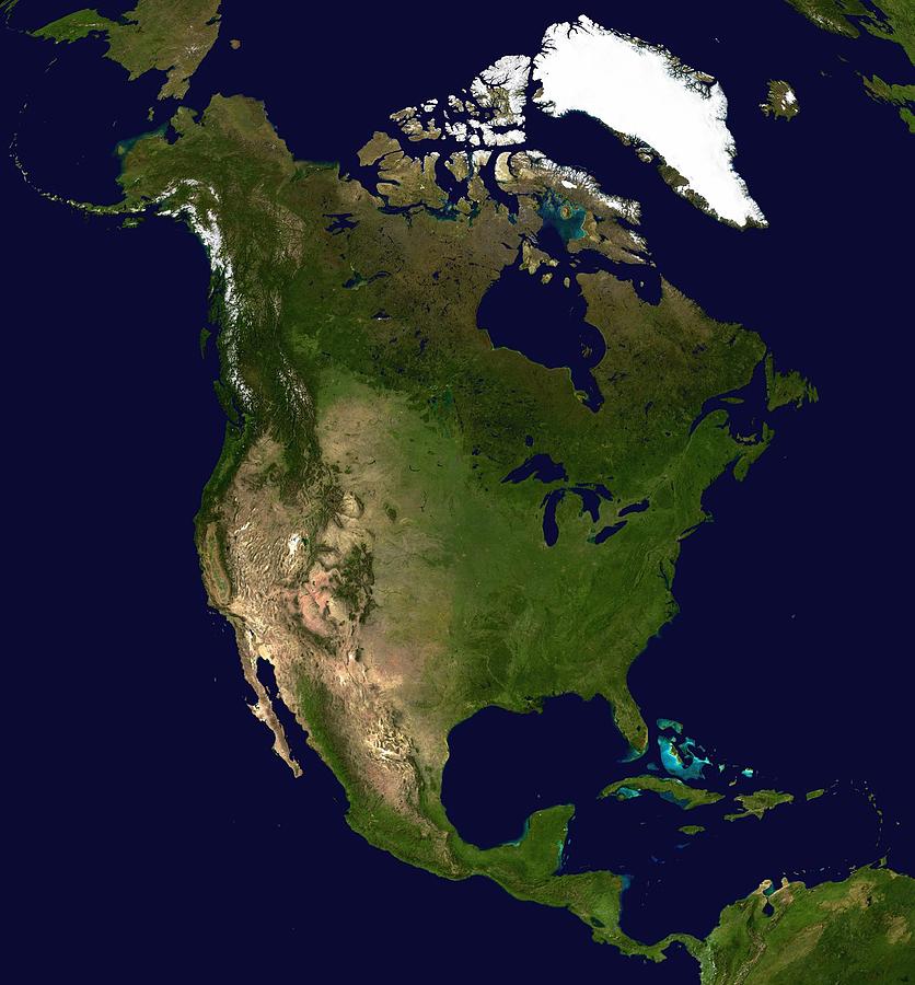 North America satellite image  Photograph by Anonymous