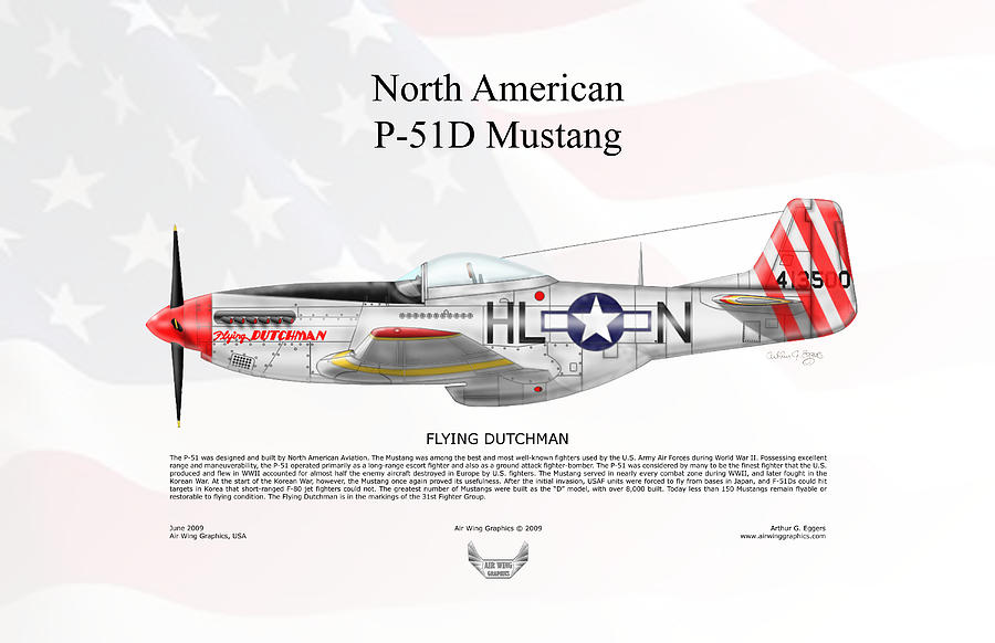 North American P-51D Mustang Flying Dutchman FLAG BACKGROUND Digital Art by Arthur Eggers