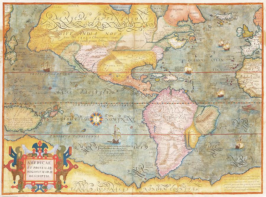 Map Photograph - North And South America by Library Of Congress, Geography And Map Division/science Photo Library
