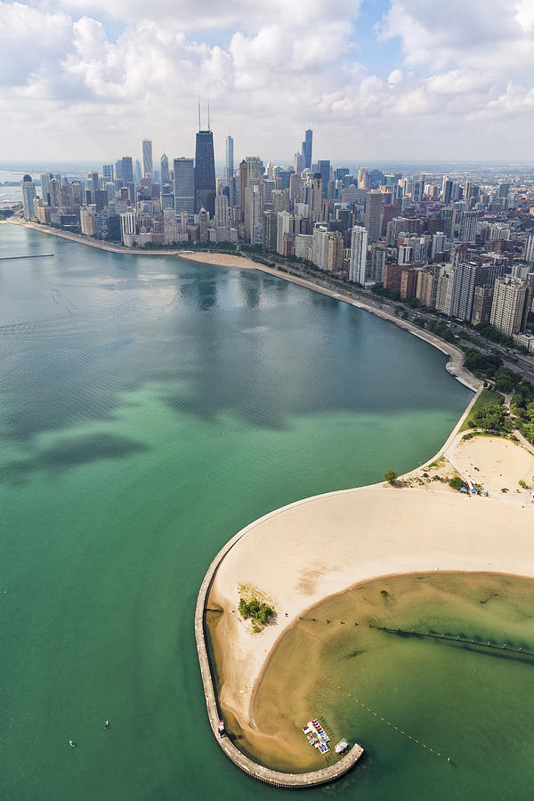 Chicago Photograph - North Avenue Beach Chicago Aerial by Adam Romanowicz