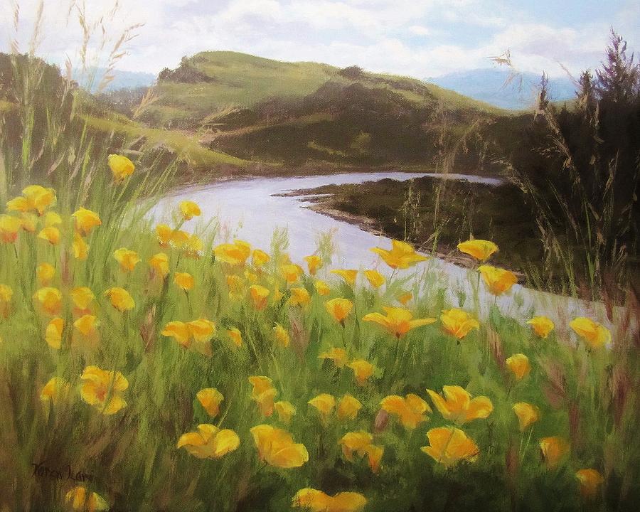 North Bank Spring Painting by Karen Ilari