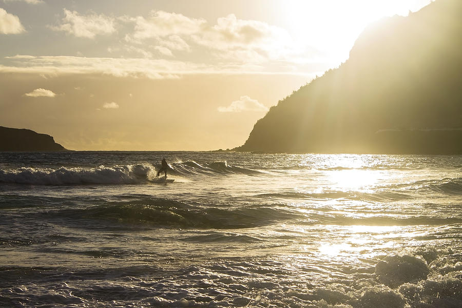 North Beach Kaneohe Surfer Photograph by Saya Studios