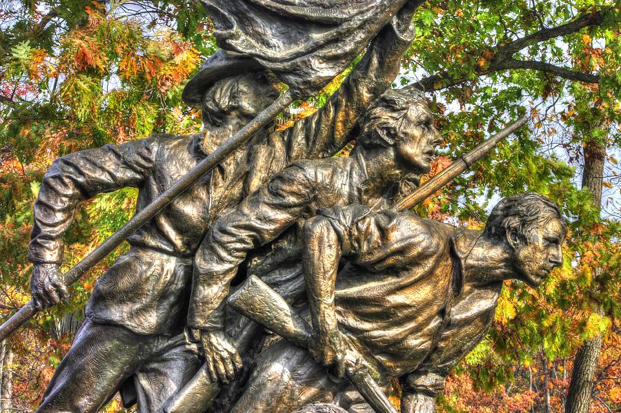 North Carolina at Gettysburg - Forward the Colors - Picketts Charge Begins Mc Millan Woods Photograph by Michael Mazaika