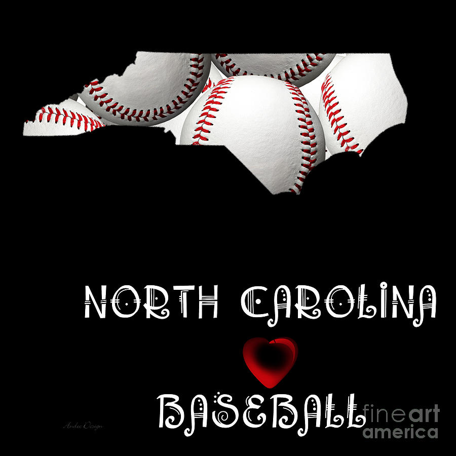 North Carolina Loves Baseball Digital Art by Andee Design