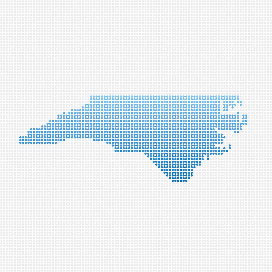 North Carolina Map Blue Dot Pattern Drawing by FrankRamspott