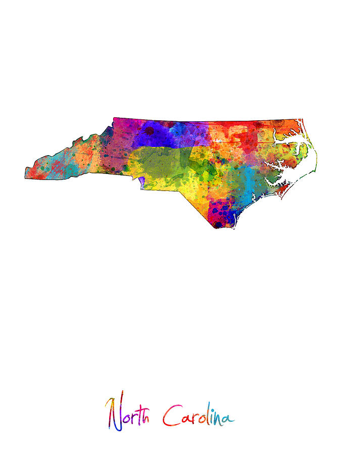 North Carolina Map Digital Art by Michael Tompsett