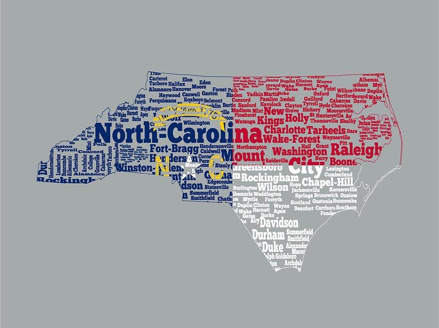 North Carolina State Flag Word Cloud Digital Art by Brian Reaves