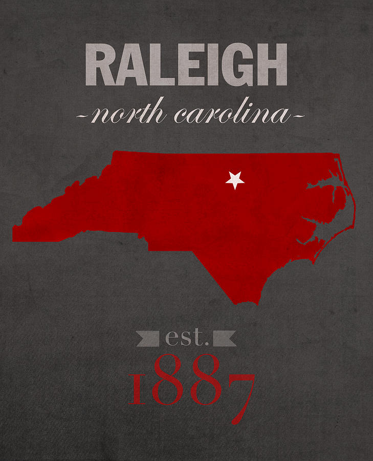 North Carolina State University Mixed Media - North Carolina State University Wolfpack Raleigh College Town State Map Poster Series No 077 by Design Turnpike
