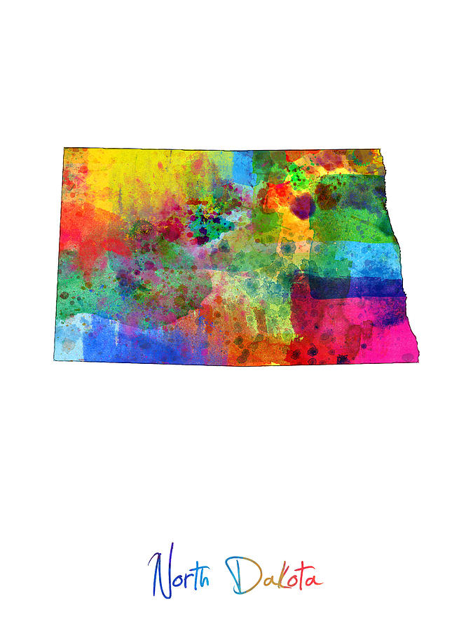 North Dakota Map Digital Art by Michael Tompsett